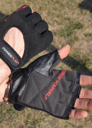 Перчатки для фитнеса спортивные тренировочные для тренажерного зала powerplay 9077 черно-красные l ku-228 фото