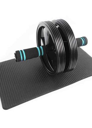 Колесо ролик для преса спортивний гімнастичний тренажер для преса u-powex ab (d18.5cm.) black ku-222 фото
