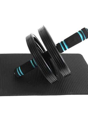 Колесо ролик для преса спортивний гімнастичний тренажер для преса u-powex ab (d18.5cm.) black ku-226 фото