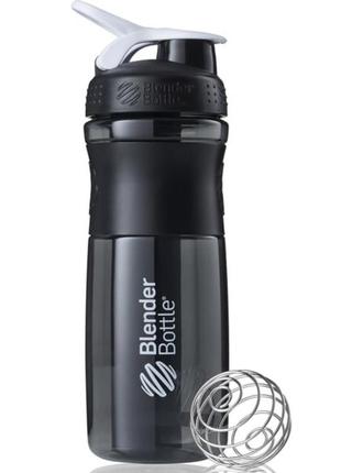 Шейкер спортивний для води спортивная пляшка для спортсменів blenderbottle sportmixer 28oz/820ml black/white  ku-22