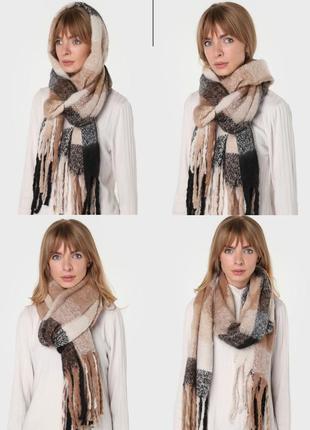 Теплий шарф жіночий шарф зимовий шарф товстий шарф вовняний шарф недорогий шарф хустка палантин великий шарф7 фото