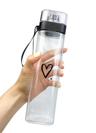 Бутылка для воды ударопрочная бытовая емкость для воды сердечко 291902 ku-22