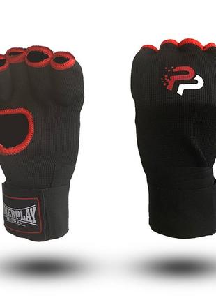 Бинты-перчатки для бокса спортивные тренировочные универсальные powerplay с гелевыми подушечками черные m2 фото