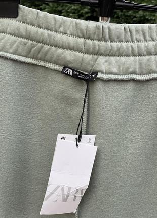 Zara plush стильная теплая спортивная юбка юбка трикотаж джерси хлопок зеленая6 фото