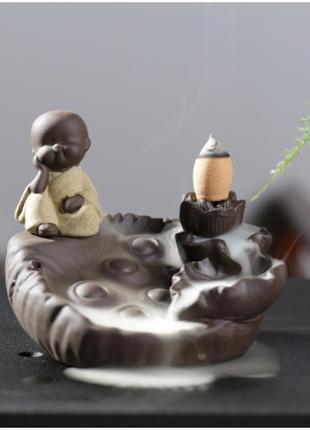 Подставка "жидкий дым" керамика "на лотосе безтурботность" , подставка для конусов, подставка для благовоний