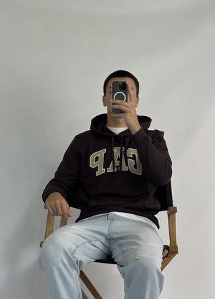 Gap logo fleece hoodie «turkish coffe»2 фото