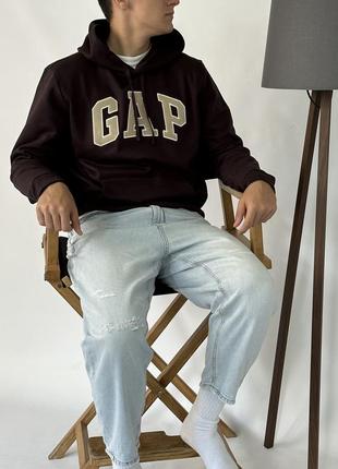 Gap logo fleece hoodie «turkish coffe»5 фото