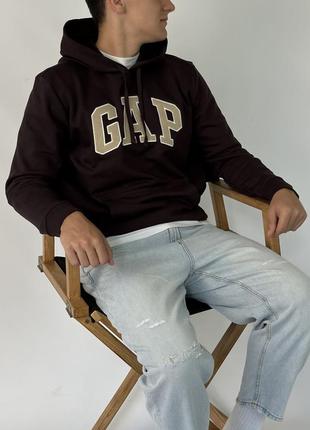 Gap logo fleece hoodie «turkish coffe»9 фото
