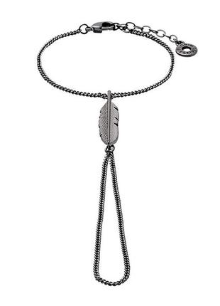 Модный браслет с петлей на палец "перо" гематитовое покрытие дания pilgrim