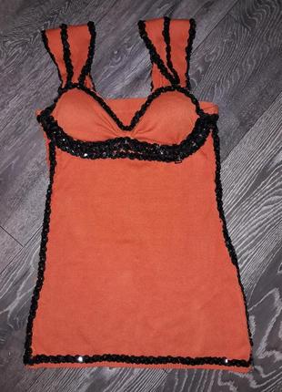 Вязаная туника с паетками hand-made s-m