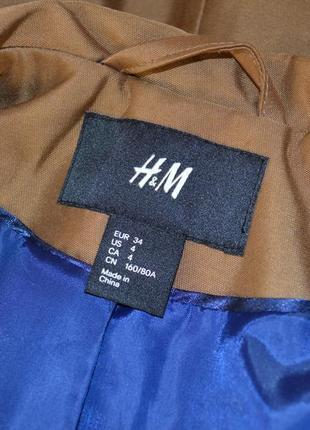 Брендовый коричневый коттоновый пиджак жакет блейзер h&m3 фото