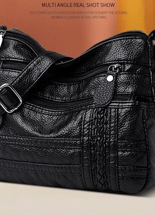 Жіноча чорна компактна чорна сумка високоякісна еко шкіра