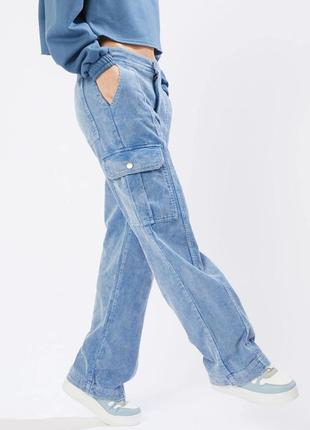 Вельветові велюрові вільні штани карго момси мом фіт слоучі джинси бойфренди у рубчик4 фото