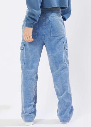 Вельветові велюрові вільні штани карго момси мом фіт слоучі джинси бойфренди у рубчик5 фото