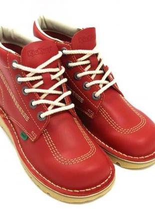 Яскраві шкіряні черевики, натуральна шкіра червоні kickers оригінал