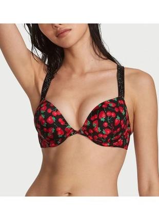 Жіночий купальник victoria's secret shine strap bombshell add-2-cups push-up bikini зі стразами 75d/m ягоди3 фото