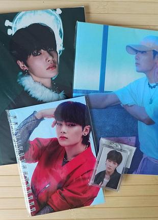 Набір ян чон ин stray kids скетчбук + зошит + блокнот + брелок