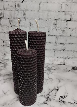 Набор свечей с натуральной вощини фиолетовая 3шт