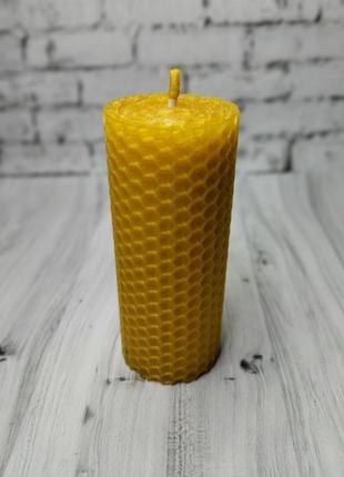 Свеча с вощины катаная ручной работы желтая 10/4
