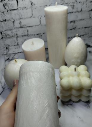 Біла свічка з пальмового воску 10*6см6 фото
