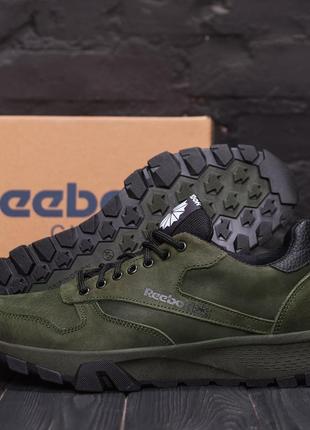 Мужские кожаные кроссовки  reebok green  (в стиле)8 фото