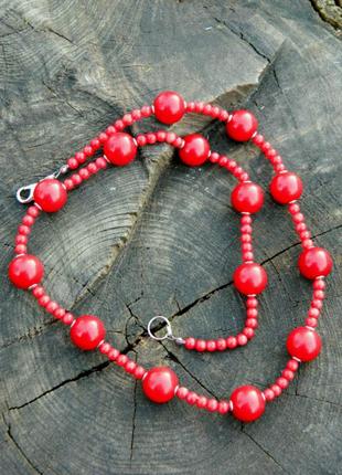 Ожерелье красное, натуральный коралл, колье1 фото