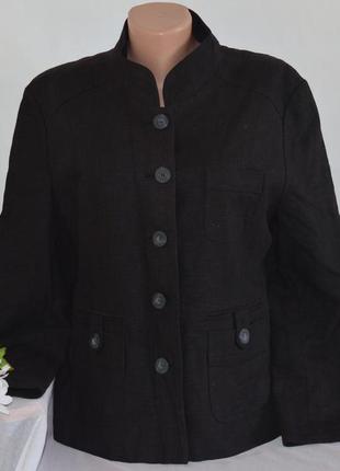 Брендовый черный пиджак жакет блейзер с карманами m&co лен вискоза этикетка2 фото