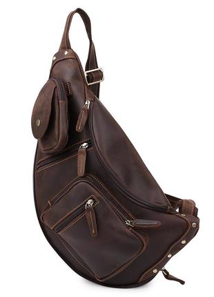 Кожаная мужская винтажная сумка через плечо vintage 20373 коричневый