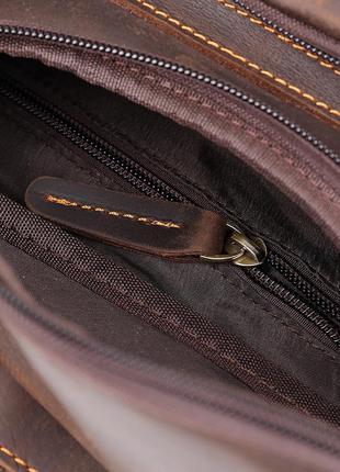Кожаная мужская винтажная сумка через плечо vintage 20373 коричневый6 фото