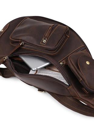 Кожаная мужская винтажная сумка через плечо vintage 20373 коричневый5 фото