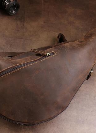 Кожаная мужская винтажная сумка через плечо vintage 20373 коричневый9 фото