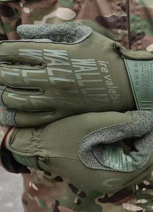 Стрелковые тактические полнопалые летние перчатки wallizard tactical ( олива / койот )
