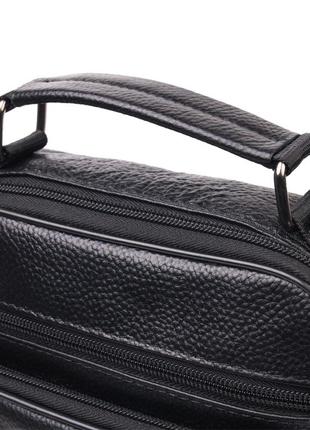 Вместительная мужская сумка кожаная 21271 vintage черная4 фото