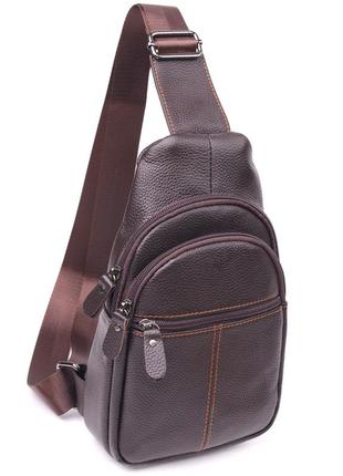 Удобная мужская сумка через плечо из натуральной кожи 21308 vintage коричневая