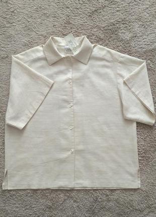 Рубашка светлый беж из льна и хлопка р.м оверсайс новая с бирками