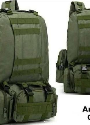 Тактичний штурмовий армійський модульний польовий рюкзак з підсумками на 60 л (чорний зелений койот)