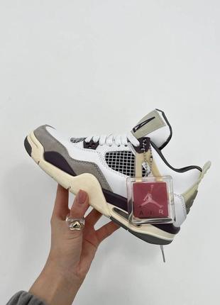 Кроссовки jordan retro 4 white beige brown4 фото