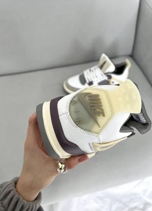 Кроссовки jordan retro 4 white beige brown2 фото