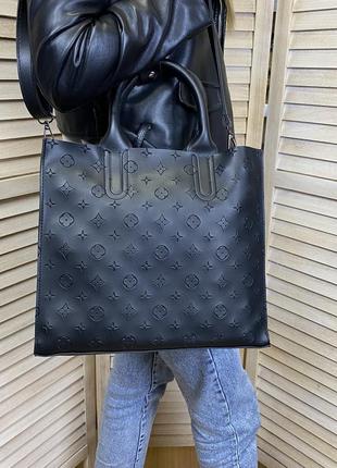 Вместительная черная женская сумка луи витон, городская сумка для женщин на плечо5 фото