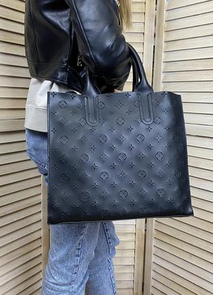 Вместительная черная женская сумка луи витон, городская сумка для женщин на плечо7 фото