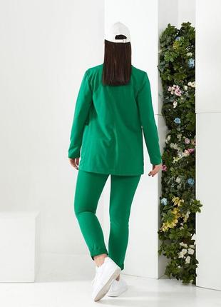 Брючний жіночий двойка піджак і штани ділової ошатної класичної норми та великі розміри зеленого кольору2 фото