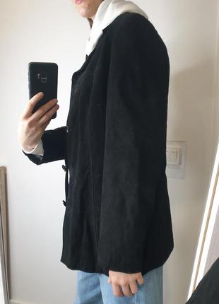 Базовый натуральный кожаный замшевый жакет блейзер оверсайз винтажный натуральная замша