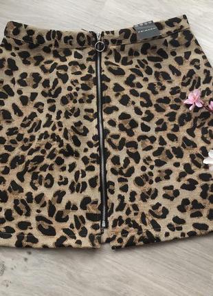 Стильная леопардовая короткая юбка, юбка трапеция, юбка мини3 фото