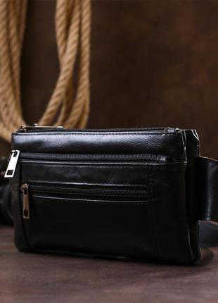 Мужская сумка на пояс из натуральной кожи vintage 20474 черный7 фото