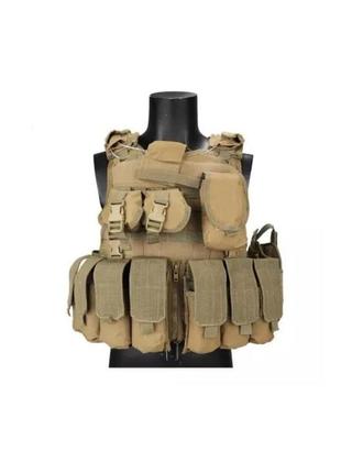 Плитоноска тактическая разгрузка тактический быстросьемный жилет yakeda plate carrier 1000d койот