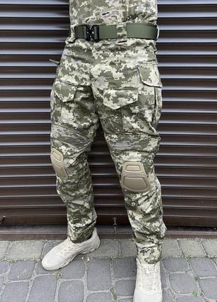 Армійськи військові тактичні штани tactical group g3 піксель зсу з наколінниками ріп-стоп ( m, l, xl )