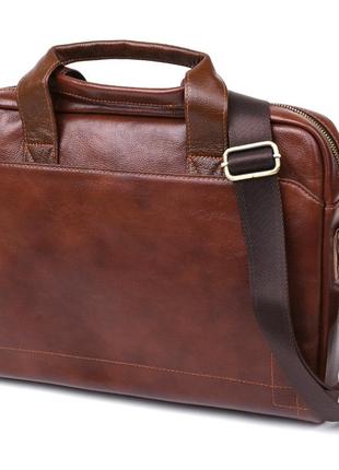 Кожаная мужская сумка для ноутбука vintage 20470 коричневый2 фото