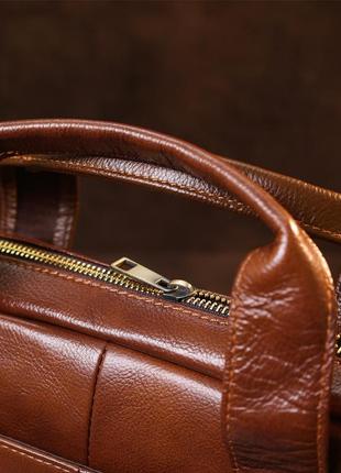 Кожаная мужская сумка для ноутбука vintage 20470 коричневый8 фото
