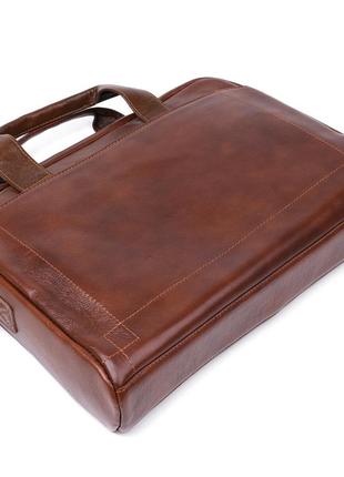Кожаная мужская сумка для ноутбука vintage 20470 коричневый3 фото