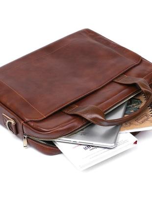 Кожаная мужская сумка для ноутбука vintage 20470 коричневый5 фото